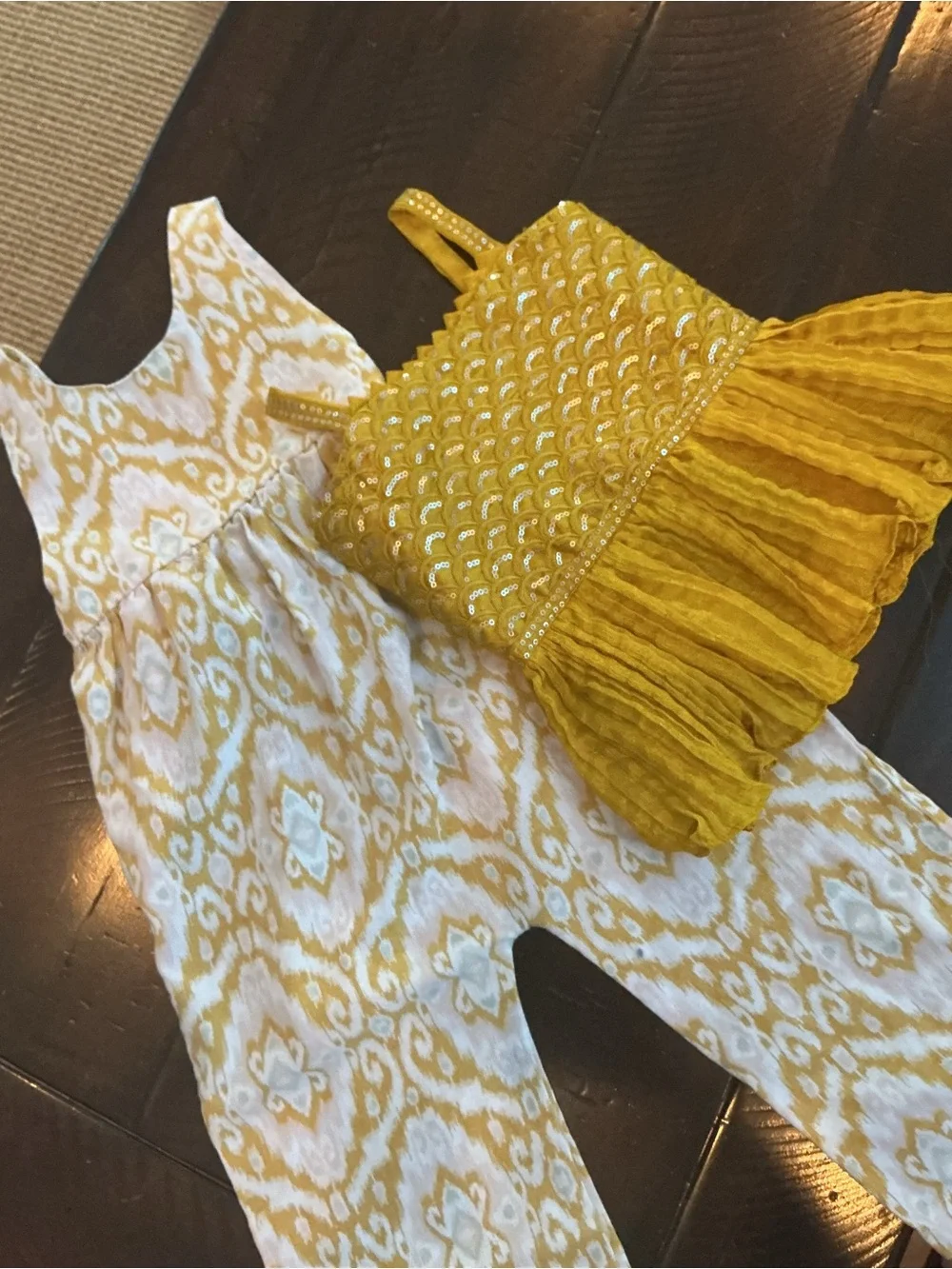 Girls Rachel Zoe Baby Ikat Print Overall & Arsbadba Sequin Tank Top Size 18-24 M